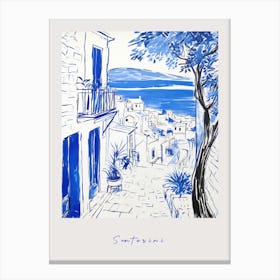 Santorini Greece 2 Mediterranean Blue Drawing Poster Canvas Print
