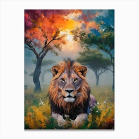 Lion In The Forest Canvas Print