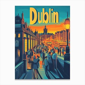 Aihrgdesign A 1970s Inspired Travel Poster For Dublin 1 Canvas Print