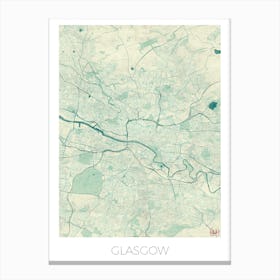Glasgow Map Vintage in Blue Canvas Print