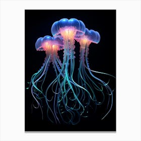 Irukandji Jellyfish Neon Illustration 2 Canvas Print