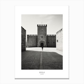 Poster Of Avila, Spain, Black And White Analogue Photography 3 Canvas Print