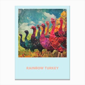Rainbow Turkey Retro Poster 2 Canvas Print