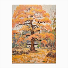 Autumn Gardens Painting Nara Park Japan 2 Canvas Print