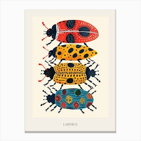 Colourful Insect Illustration Ladybug 1 Poster Canvas Print
