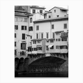 Ponte Vecchio of Florence, Italy | Black and White Photography Canvas Print