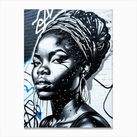 Graffiti Mural Of Beautiful Black Woman 26 Canvas Print