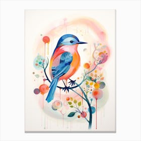 Bird Painting Collage Bluebird 3 Canvas Print