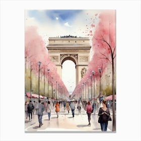 Champs-Elysées Avenue. Paris. The atmosphere and manifestations of spring. 12 Canvas Print