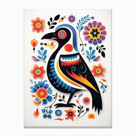Scandinavian Bird Illustration Crow 3 Canvas Print