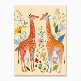 Folksy Floral Animal Drawing Giraffe 3 Canvas Print