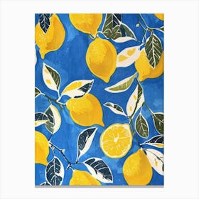 Lemons On Blue 2 Canvas Print