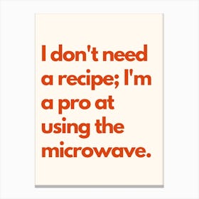 Microwave Pro Kitchen Typography Cream Red Canvas Print