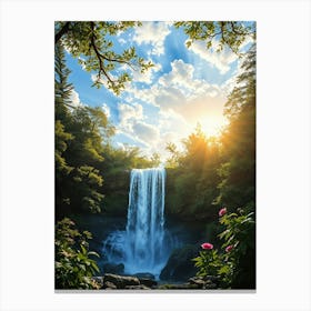 Waterfall In The Forest 3 Canvas Print