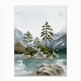 Watercolour Of A Lake Canvas Print