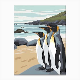 King Penguin Boulders Beach Simons Town Minimalist Illustration 3 Canvas Print