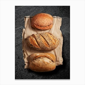 Bread — Food kitchen poster/blackboard, photo art Canvas Print