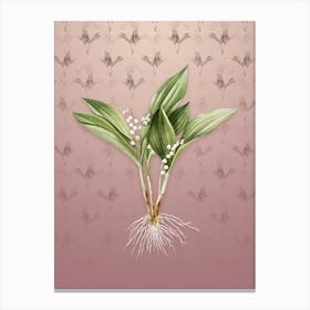 Vintage Lily of the Valley Botanical on Dusty Pink Pattern n.1193 Canvas Print