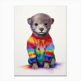 Baby Animal Wearing Sweater Otter 1 Canvas Print