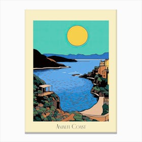 Poster Of Minimal Design Style Of Amalfi Coast, Italy 1 Canvas Print