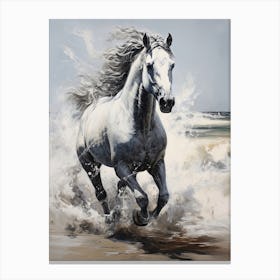 A Horse Oil Painting In Praia Da Marinha, Portugal, Portrait 3 Canvas Print