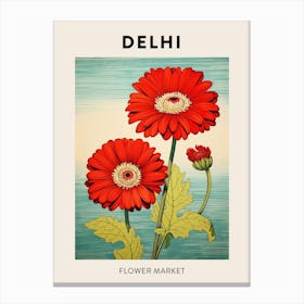 Delhi India Botanical Flower Market Poster Canvas Print