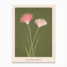 Pink & Green Fountain Grass 2 Flower Poster Canvas Print