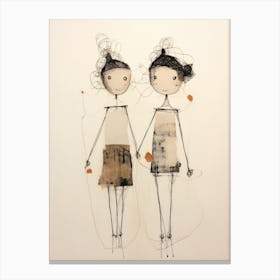 Two Girls Holding Hands Canvas Print