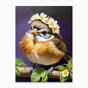 Bird With Flower Crown 1 Canvas Print