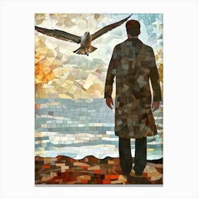 Mosaic Man With Seagull Canvas Print