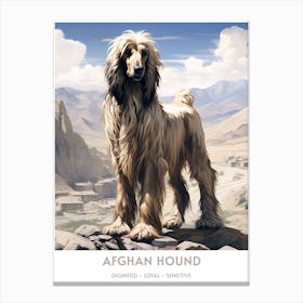 Afghan Hound (Dog Breed - Travel Poster Style) Canvas Print