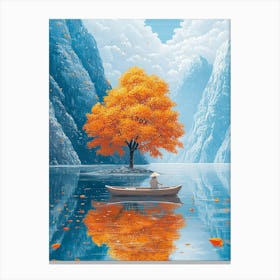 Autumn Tree In A Boat Canvas Print