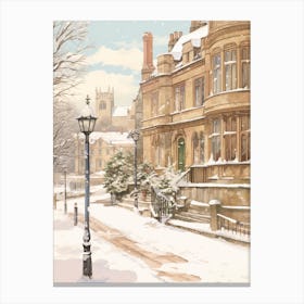 Vintage Winter Illustration Cambridge United Kingdom 3 Canvas Print