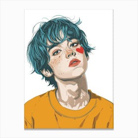 Boy With Blue Hair 2 Canvas Print