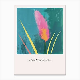 Fountain Grass Square Flower Illustration Poster Canvas Print