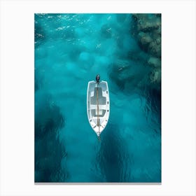 Small Boat In Blue Water Canvas Print