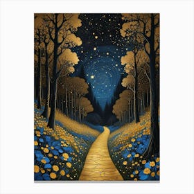 Starry Night Forest By Klimt Style (10) Canvas Print