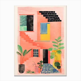 A House In Buenos Aires, Abstract Risograph Style 4 Canvas Print