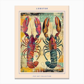 Kitsch Tile Lobsters Poster Canvas Print