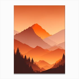 Misty Mountains Vertical Composition In Orange Tone 208 Canvas Print