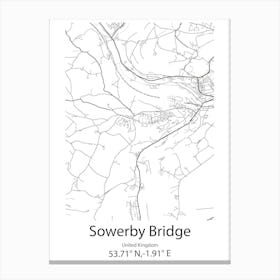 Sowerby Bridge,United Kingdom Minimalist Map Canvas Print