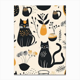 Seamless Pattern With Cats Canvas Print