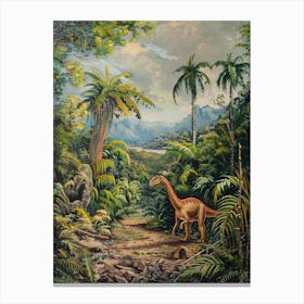 Dinosaur In The Jungle Painting 3 Canvas Print
