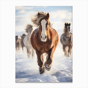 Horses Running In The Snow 1 Canvas Print
