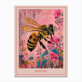 Floral Animal Painting Honey Bee 3 Poster Canvas Print