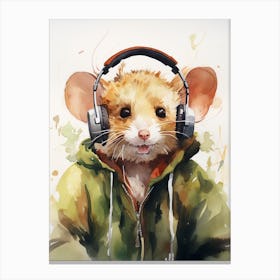 Adorable Chubby Possum Wearing Headphones 2 Canvas Print