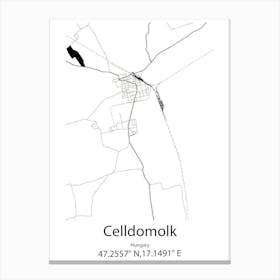 Celldomolk,Hungary Minimalist Map Canvas Print