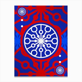 Geometric Glyph in White on Red and Blue Array n.0064 Canvas Print