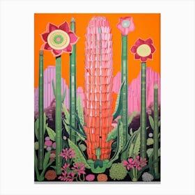 Mexican Style Cactus Illustration Organ Pipe Cactus 2 Canvas Print