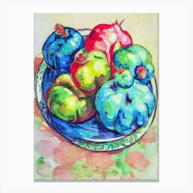 Pomegranate Vintage Sketch Fruit Canvas Print